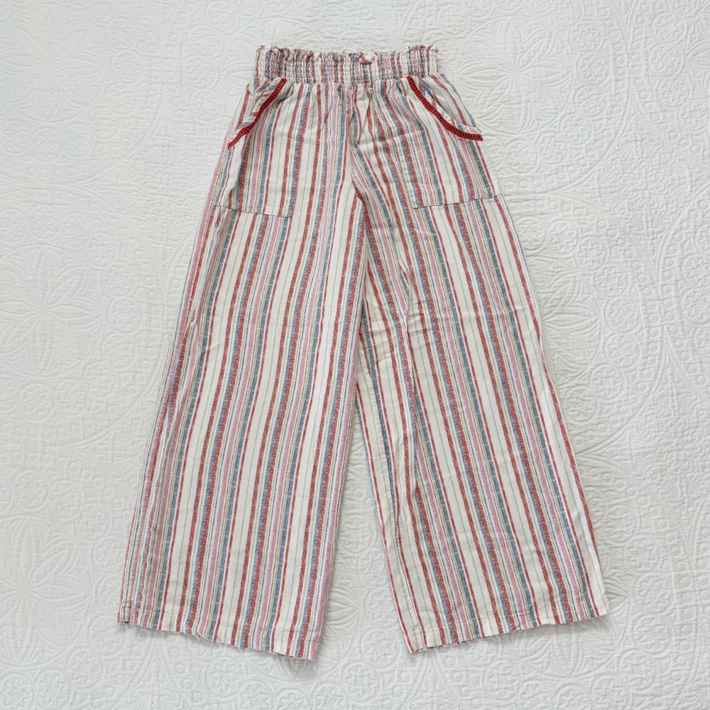 Art Class Wide Leg Vertical Striped Pants, Red/White/Blue Sz L 10/12
